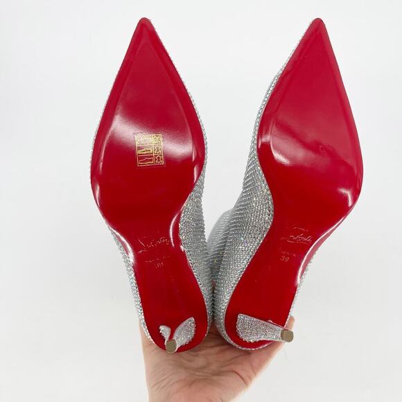 NWOB Christian Louboutin Silver Astrilarge Strass Crystal Ankle Boot size EU 39 - Picture 9 of 11